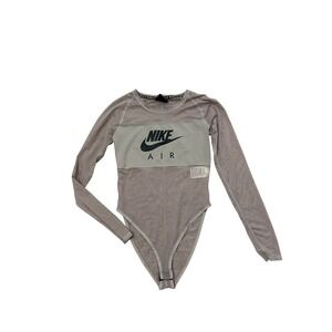 Nike Air Womens Long Sleeve Mesh Bodysuit Mauve Taupe BV4664-218 Small